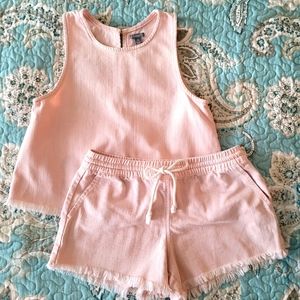 Pink Denim Short Set